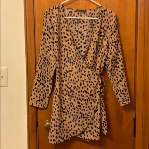 Animal print wrap dress (petite)